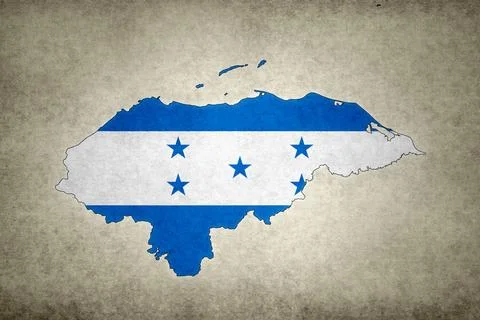 Map of Honduras with its flag on a paper Stock Illustration