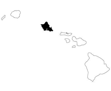 Map of Honolulu County in Hawaii state on white background. single County m.. Stock Illustration