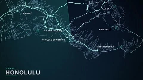 Map of Honolulu 스톡 동영상 340890004