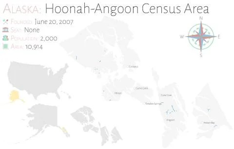 Map of Hoonah-Angoon Census Area in Alaska Stock Illustration