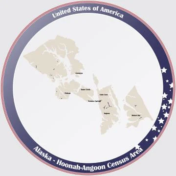 Map of Hoonah-Angoon Census Area in Alaska Stock Illustration