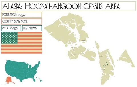 Map of Hoonah-Angoon Census Area in Alaska, USA. Stock Illustration