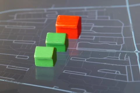 Map with houses Stock Photos