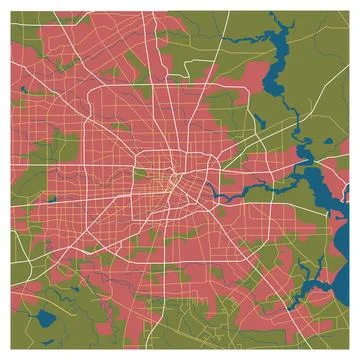 Map of Houston city Stock Illustration