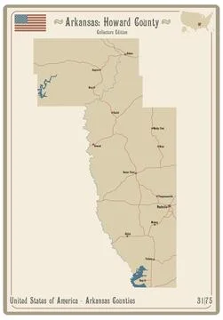 Map of Howard County in Arkansas Stock Illustration