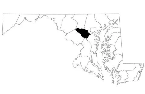Map of Howard County in Maryland state on white background. single County m.. Stock Illustration