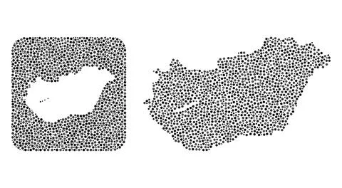 Map of Hungary - Dot Collage with Hole Illustrazione stock