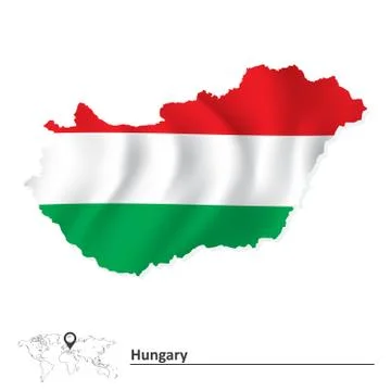 Map of Hungary with flag Stock Illustration