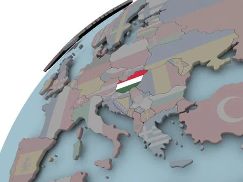 Map of Hungary with flag Stock Illustration