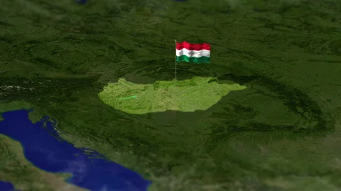 Map of Hungary with Hungarian flag Stock Footage 231393289