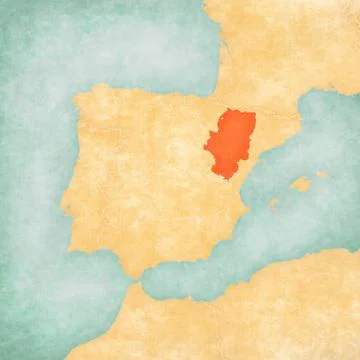 Map of Iberian Peninsula - Aragon Stock Illustration