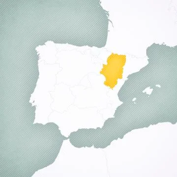 Map of Iberian Peninsula - Aragon Stock Illustration