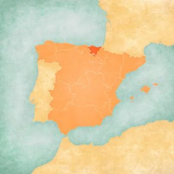 Map of Iberian Peninsula - Basque Country Stock Illustration