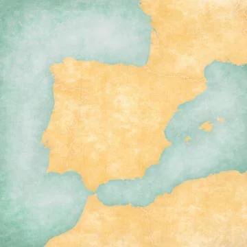 Map of Iberian Peninsula - Blank Map Stock Illustration