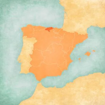 Map of Iberian Peninsula - Cantabria Stock Illustration