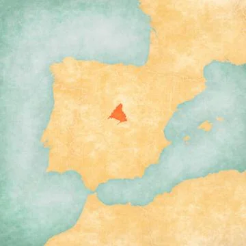 Map of Iberian Peninsula - Madrid Illustrazione stock