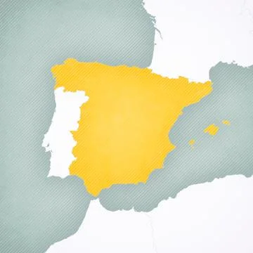 Map of Iberian Peninsula - Spain Stock Illustration