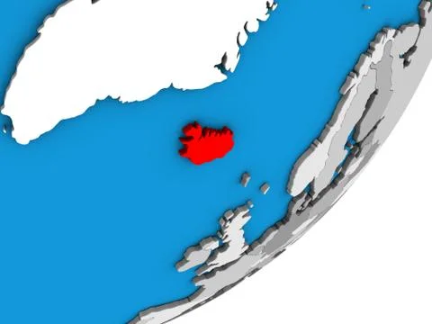 Map of Iceland on 3D globe Illustrazione stock