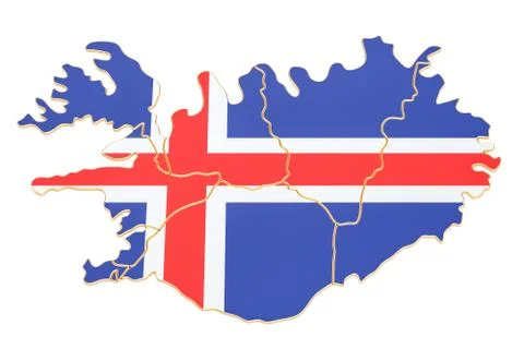 Map of Iceland, 3D rendering Illustrazione stock