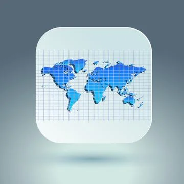 Map icon for application on grey background. Grid Stock Illustration