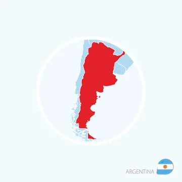 Map icon of Argentina. Blue map of Europe with highlighted Argentina in red c Stock Illustration