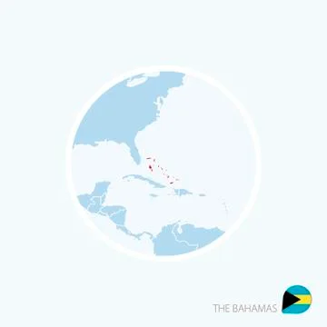 Map icon of The Bahamas. Blue map of Caribbean with highlighted The Bahamas i Stock Illustration