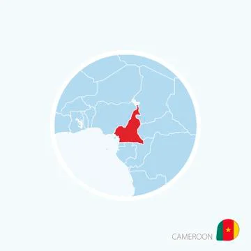Map icon of Cameroon. Blue map of Central Africa with highlighted Cameroon in Stock Illustration