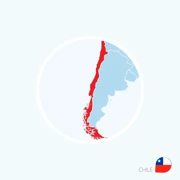 Map icon of Chile. Blue map of Europe with highlighted Chile in red color. Stock Illustration