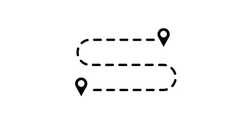 Map icon with dashed zigzag path animation isolated on white background Stock Footage 340491547
