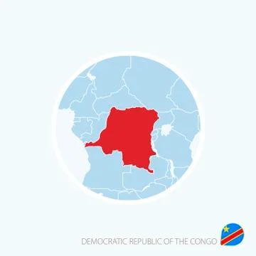 Map icon of Democratic Republic of the Congo. Blue map of Central Africa with Stock Illustration