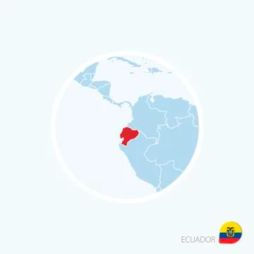 Map icon of Ecuador. Blue map of Europe with highlighted Ecuador in red color Stock Illustration