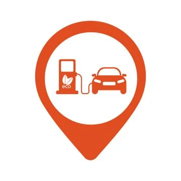 Map icon with electric car - vector illustration Stock Illustration