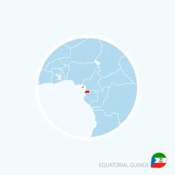 Map icon of Equatorial Guinea. Blue map of Africa with highlighted Equatorial Stock Illustration