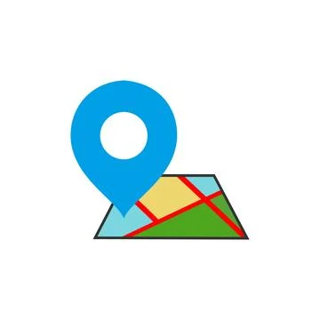 Map icon. Flat vector related icon with shadow for web Stock Illustration