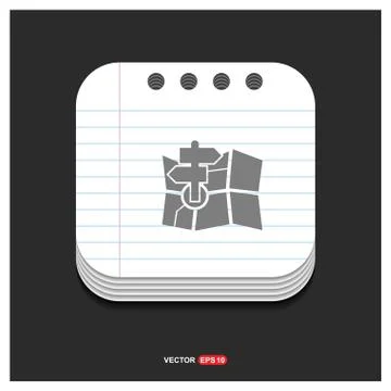 Map icon Gray icon on Notepad Style template Vector EPS 10 Free Icon Illustrazione stock