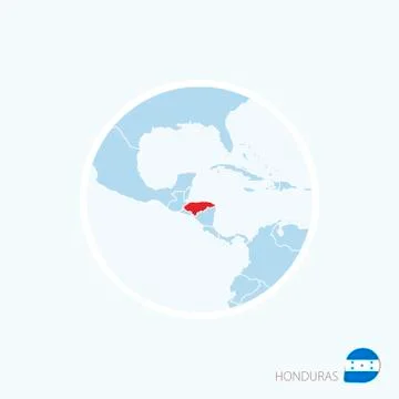 Map icon of Honduras. Blue map of Central America with highlighted Honduras i Stock Illustration