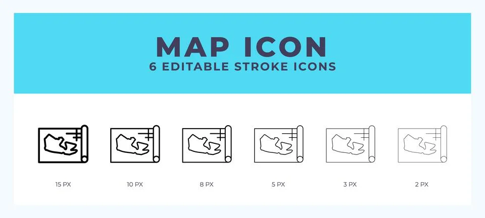 Map icon illustration vector with editable stroke. Stock Illustration