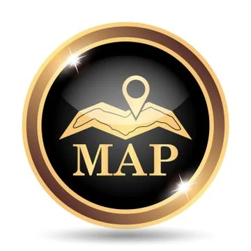 Map icon. Internet button on white background.. 스톡 일러스트