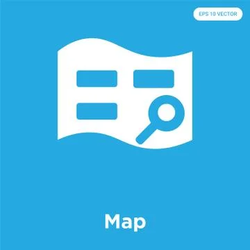Map icon isolated on blue background Free Stock Illustration