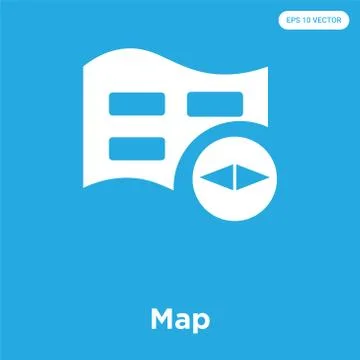Map icon isolated on blue background Free Stock Illustration