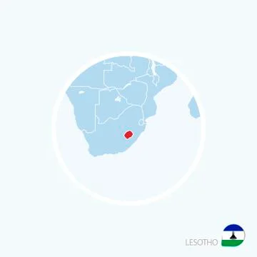 Map icon of Lesotho. Blue map of Southern Africa with highlighted Lesotho in  Stock Illustration