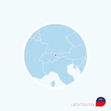 Map icon of Liechtenstein. Blue map of Europe with highlighted Liechtenstein  Stock Illustration
