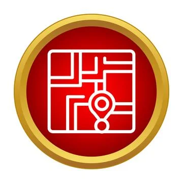 Map icon locating a destination on a city street 库存插图