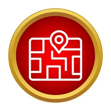Map icon locating destination on red background 스톡 일러스트