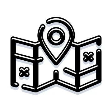 Map icon with location pin marker for navigation Stock Illustration