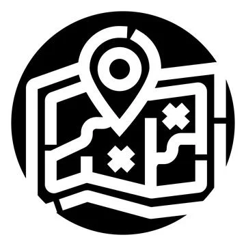 Map icon with location pin for navigation Stock Illustration