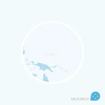 Map icon of Micronesia. Blue map of Oceania with highlighted Micronesia in re Stock Illustration