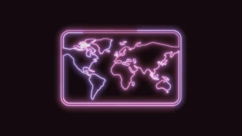 Map Icon Neon Seamless Loop with Black Background 4K Stock Footage 311302592