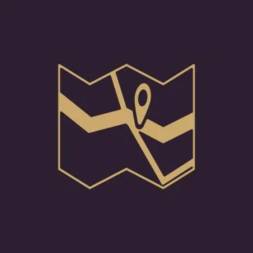 The Map icon. Pin on the map symbol. Flat Stock Illustration