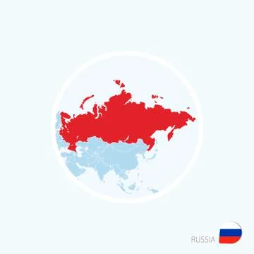 Map icon of Russia. Blue map of Europe with highlighted Russia in red color. Stock Illustration